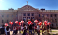 Supporters of the DREAM Act stood with balloons at the State Capitol, asking Gov. Jan Brewer to be their Valentine on the holiday of love. (Yihyun Jeong/DD)
